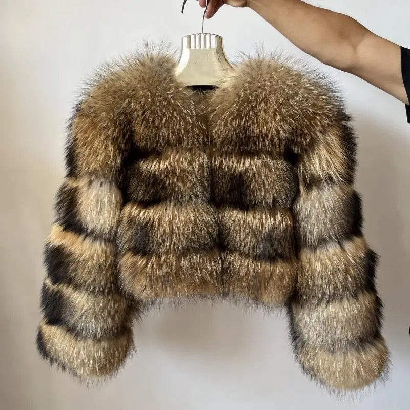 Women's Real Racoon Fur Coat