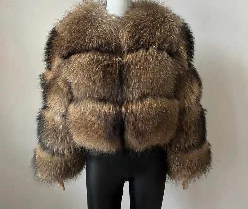 Women's Real Racoon Fur Coat