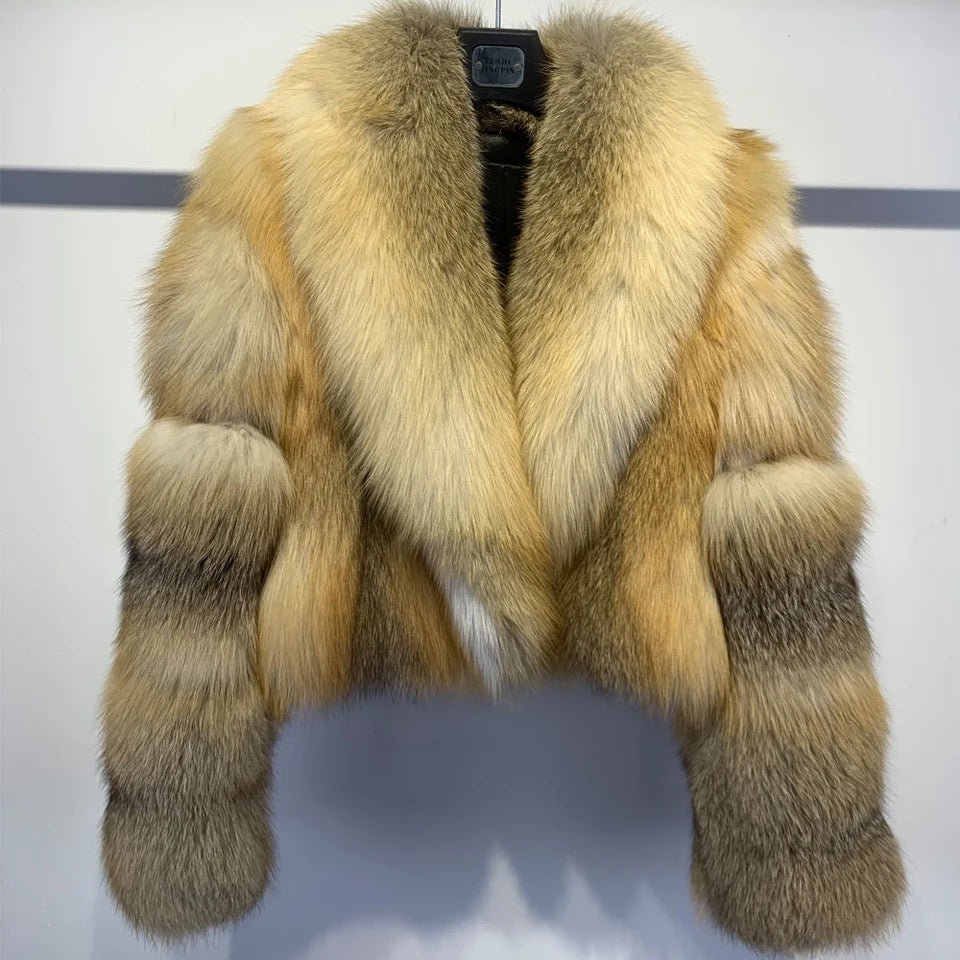 Golden Island Fox Fur Short Coat