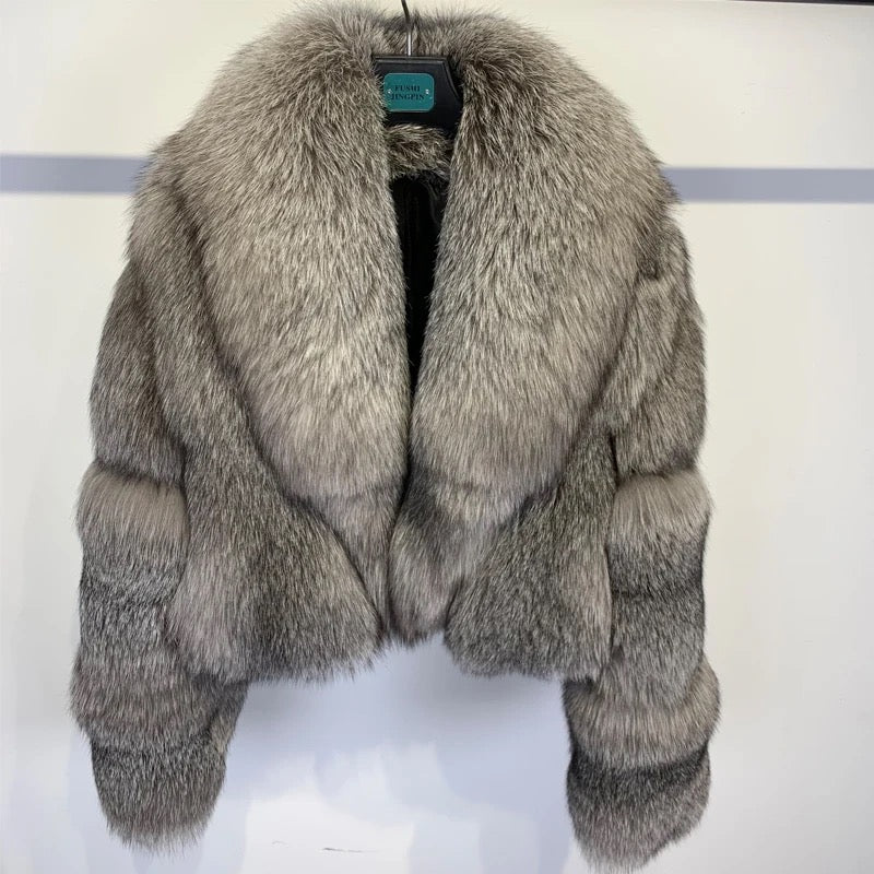 Golden Island Fox Fur Short Coat